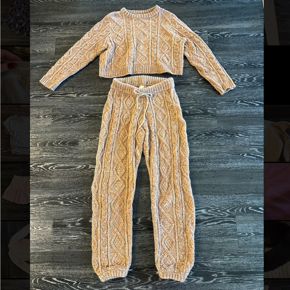 PacSun Women's Knit Lounge Set in Tan/Pink